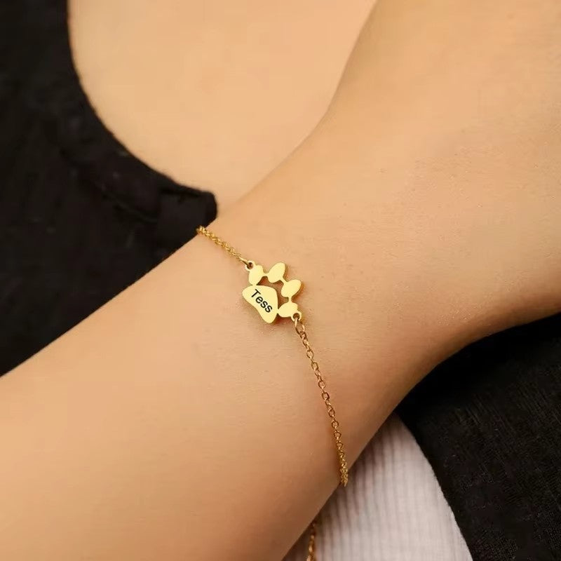 Bracciale Zampa Personalizzato col Nome del Tuo Pet