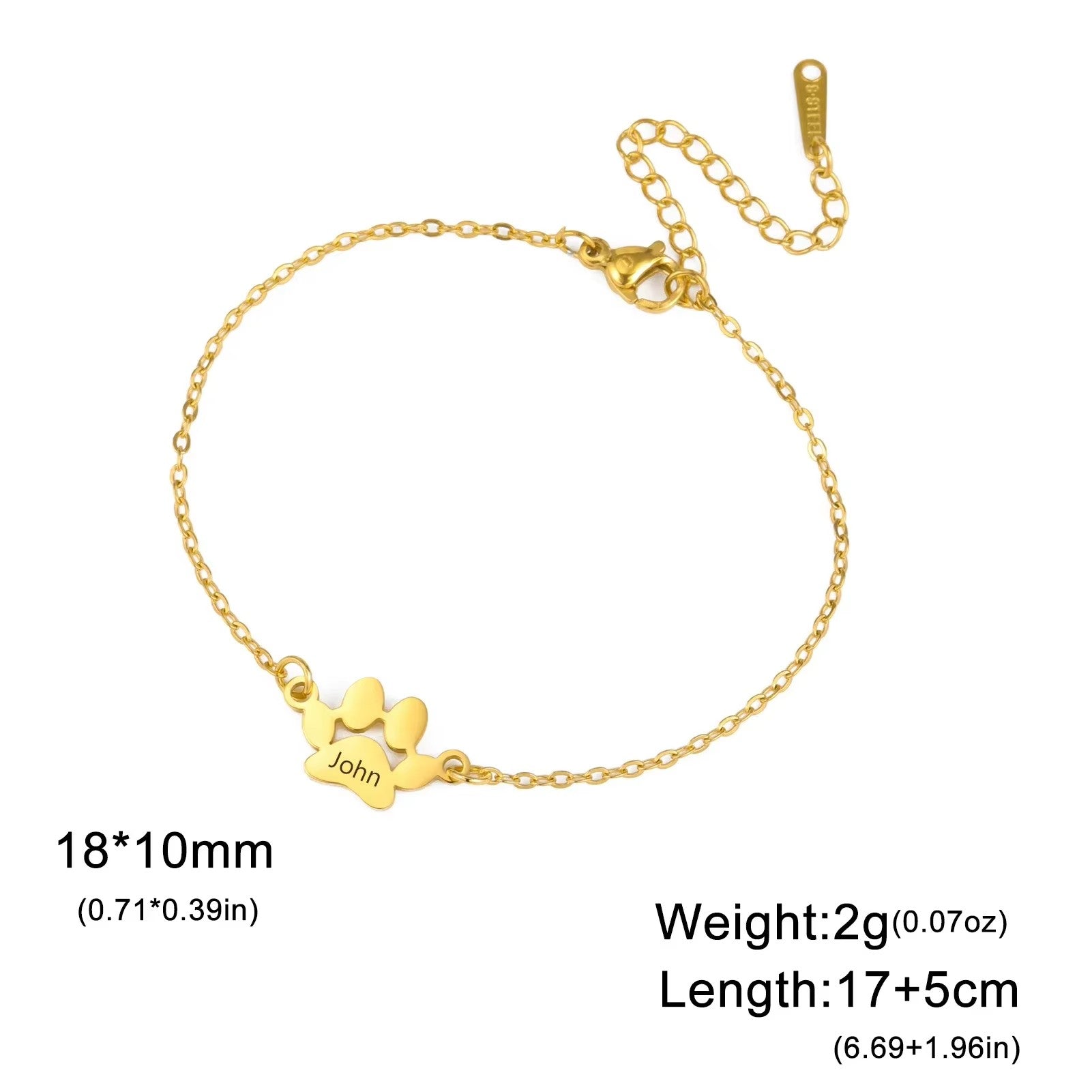 Bracciale Zampa Personalizzato col Nome del Tuo Pet
