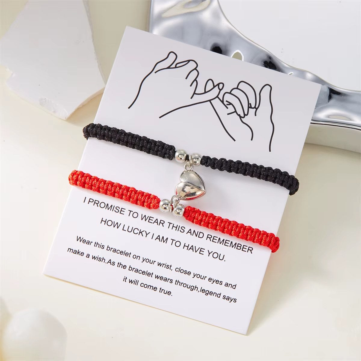 Bracciali di Coppia con Cuori Magnetici – Set di 2