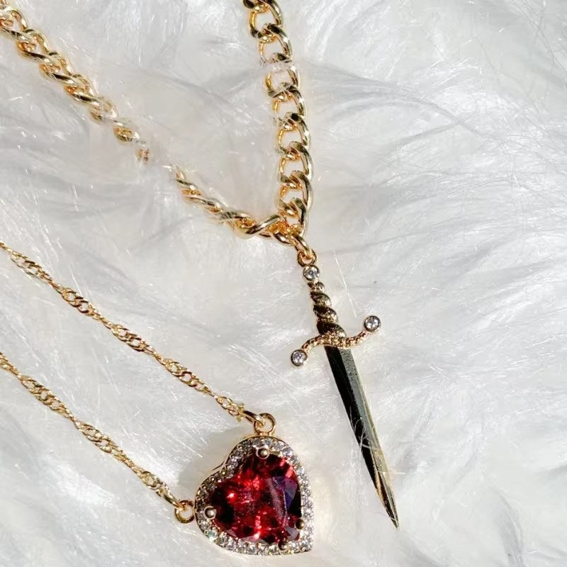 Collane di Coppia Cuore e Spada – Set di 2