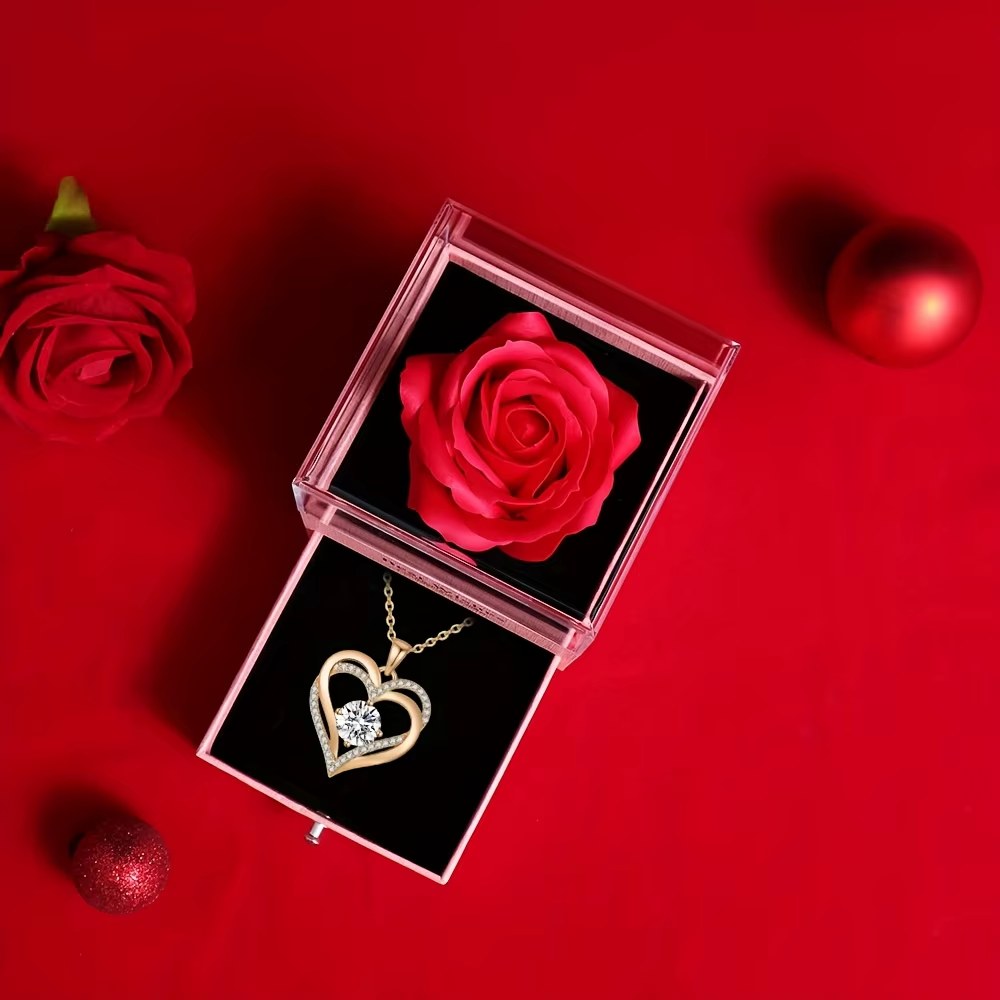 Rosa Eterna con Collana Cuore – Cofanetto Regalo