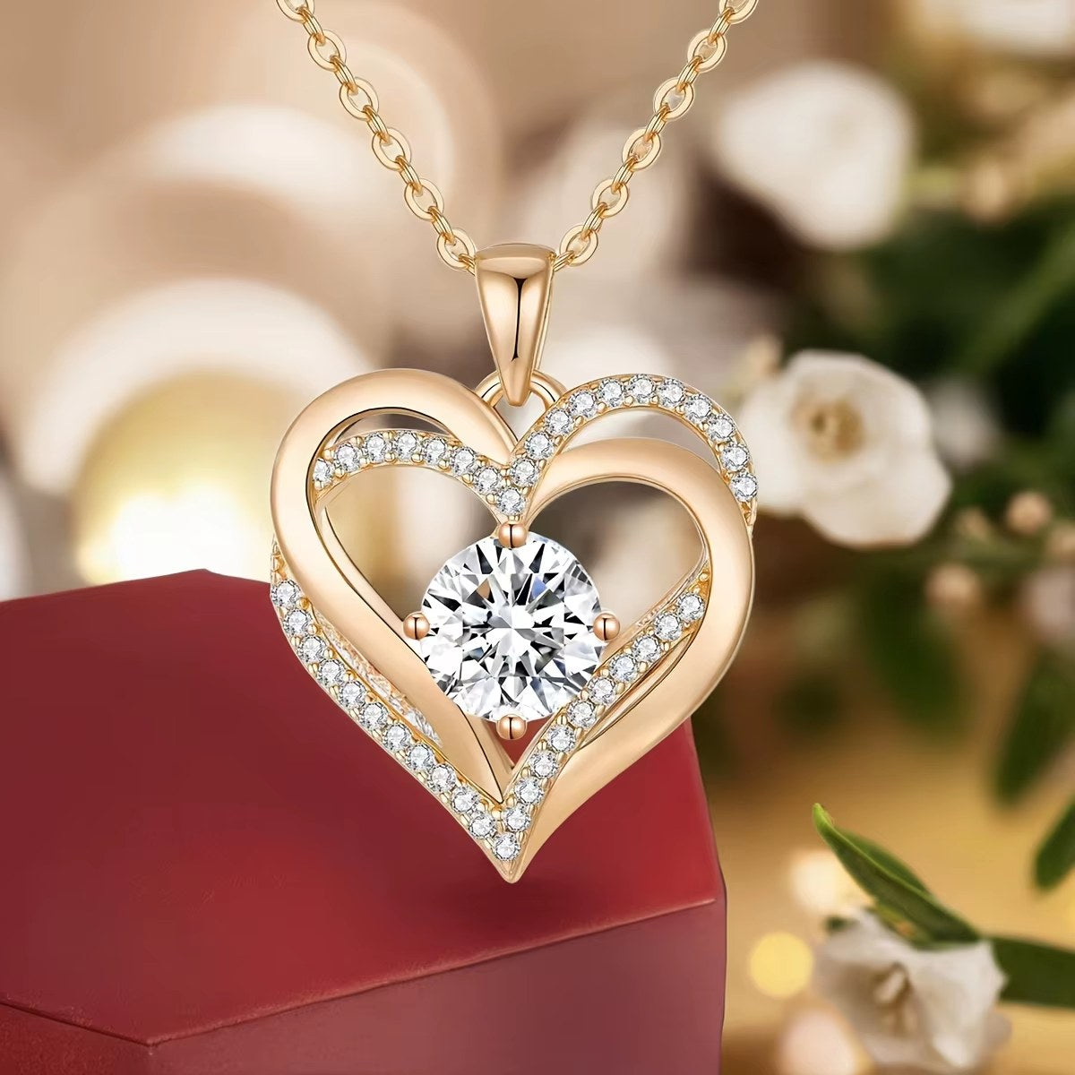 Rosa Eterna con Collana Cuore – Cofanetto Regalo